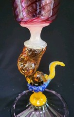 Robert Dane Ruby Tutti Frutti Hand Blown Studio Art Glass Wine Goblet SIGNED
