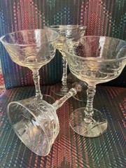 Libbey #3005 Rock Sharpe Arctic Rose Champagne Tall Sherbet Glasses 6 1/8″