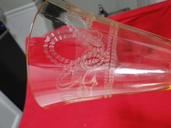 Morgantown Glass 8.25″ Water Stem, Heirloom, Topaz, w/unknown Needle Etch