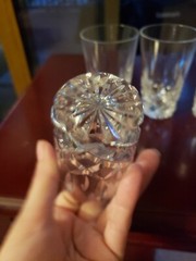 Set (4) Juice Tumblers 3-3/4″ Glasses Irish Signed Galway Crystal «Clifden Cut»