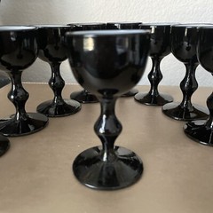 VTG Carlo Moretti Set 10 Glasses Black White Shot Cordial Liquor MCM Italy GUC