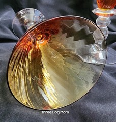Portieux Palmyre Tall Water Goblet Amber Optic 8-3/8″ Set of 2 Glass Glasses