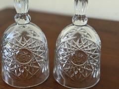 Star Burst Design Ribbed Stem Heavy Cut Glass 12 Ounce Wine Water Goblets 2-Set