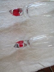 Set of 2 Red Heart Art Glass Stem Ambiance Goblets wine glasses VALENTINES LOVE