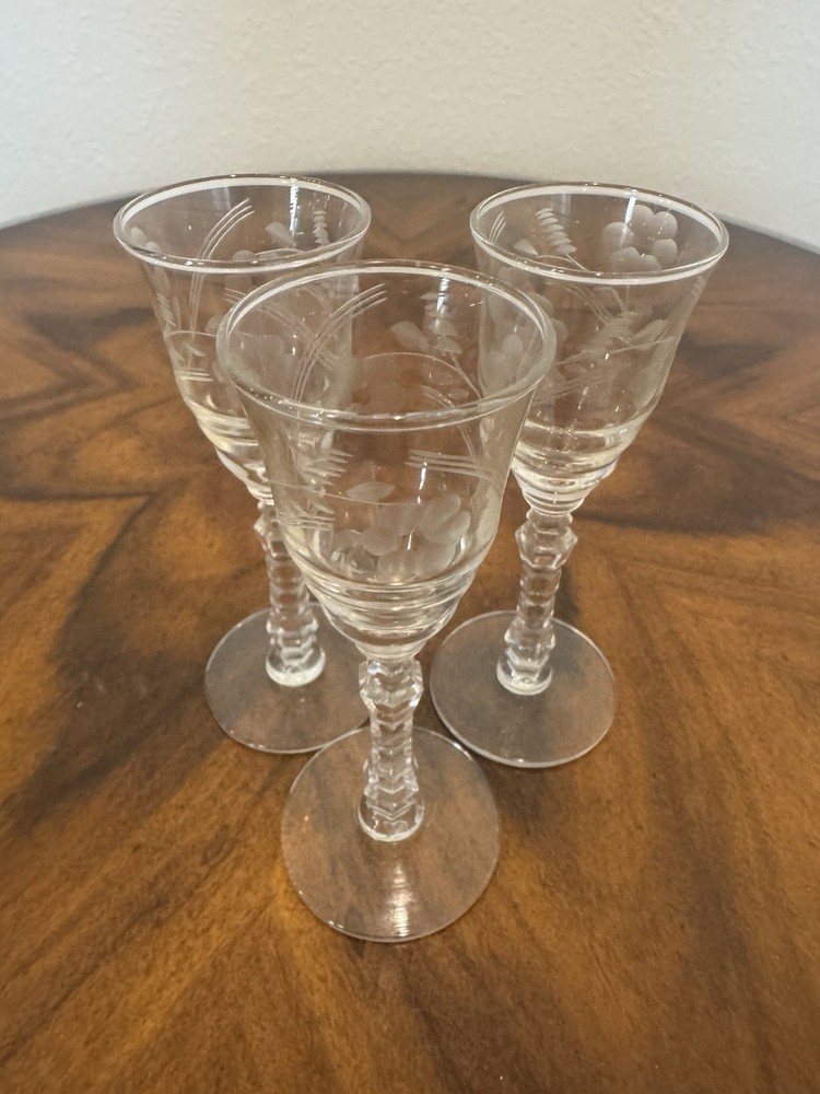 Rock Sharpe Halifax Hand Blown Cordial Glasses By Libbey 5”
