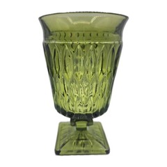 1 – Indiana Glass Mt Mount Vernon Avocado Olive Green Iced Tea Goblet Glasses