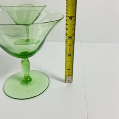 2 Vintage Uranium Fostoria #877 Champagne Coupe Sherbet Light Green 4” 5oz