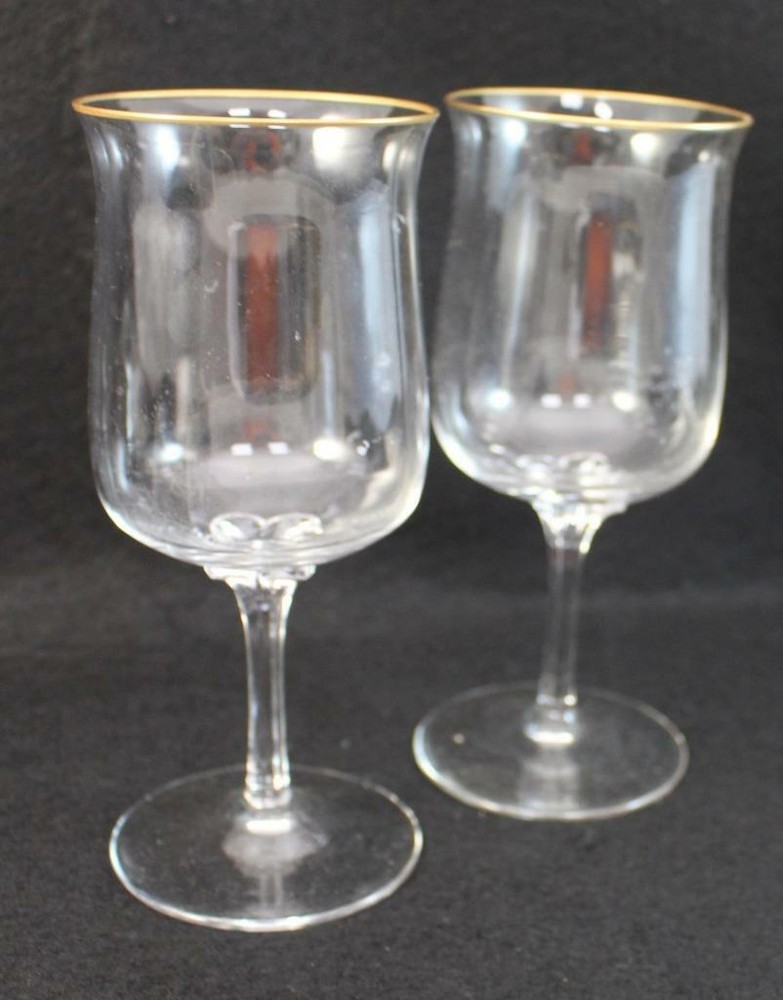 Lenox Crystal INTRIGUE (Gold Trim) 2 Goblets GREAT CONDITION