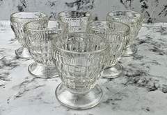 Jeanette 6 Child’s Pedestal Glass Ice Cream Sundae Cup Egg Codder Vtg 1940-50’s