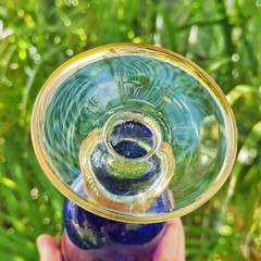 Interglass Italy Royal Blue 24K Gold Crystal Champagne Flutes Set of 6 Glasses