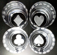 GODINGER BLACKJACK DOUBLE OLD FASHIONED GLASSES, Etched Lead Crystal, 12oz, 4PCS
