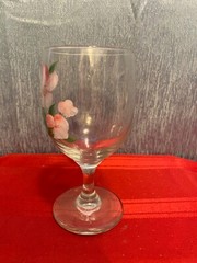 Vintage Handpainted Pink Dogwood Footed Goblet