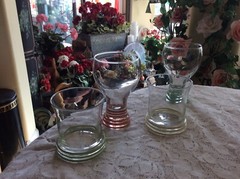 Lot Of 4 Fiesta Ring Striped Glasses Goblets 2 GLASSES 16 OZ.~~2 GLASSES 12 OZ.