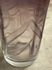 VTG Moser Signed Etched amethyst glasses Purple Intaglio Tumbler Flower Karlsbad