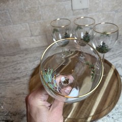Set of 6~ Spode «Christmas Tree» Gold Trim 7-1/4″ Wine Goblets ~ Mint Condition
