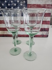 Light Green Goblets Thick Stems Set Of 4