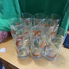 Set Of 9-fall Decor-vintage-16 Oz-glass Tumblers
