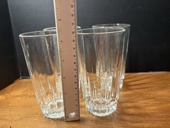 Set Of 4 VTG Arcoroc France LANCER Clear Vertical Cut 11.5 OZ Beverage Glass
