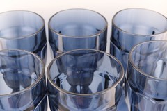 6 Libbey Gibraltar Dusky Blue Glass Set Gibraltar Heavy Drinking Stemware Lot