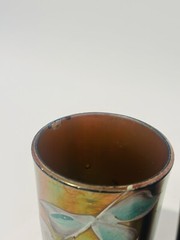 2 Vintage Northwood Carnival Glass Cobalt Blue Small Tumblers Cherry AS IS