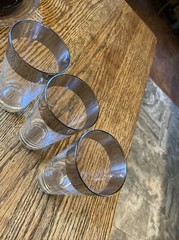 Queen’s Lusterware Silver Rim Glass Tumblers Set of 3 Mid Century MCM Vintage