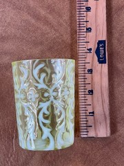 VICTORIAN NORTHWOOD VASELINE OPALESCENT GLASS SPANISH LACE TUMBLER 1890’S