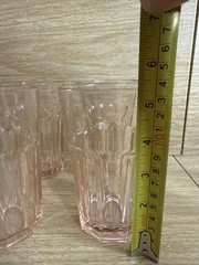 IKEA Pokal Pink Nine Paneled Tumblers/Drinking Glasses Vintage Set of 4 ITALY
