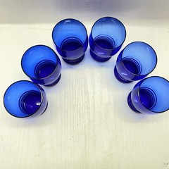 6 Vintage MCM Imperial Glass Shaeffer Cobalt Blue Tumbler Glasses 3.5”