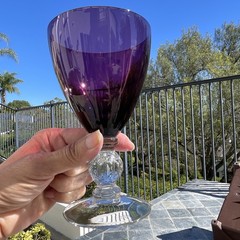 Pair Vintage Cambridge Aurora Amethyst Claret Wine Glass 5 1/4 » Very Pretty