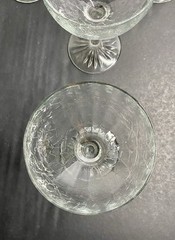 Set Of 6 Clear Crackle Wine Champagne Glasses Starburst Bottoms 5 oz 4.75”