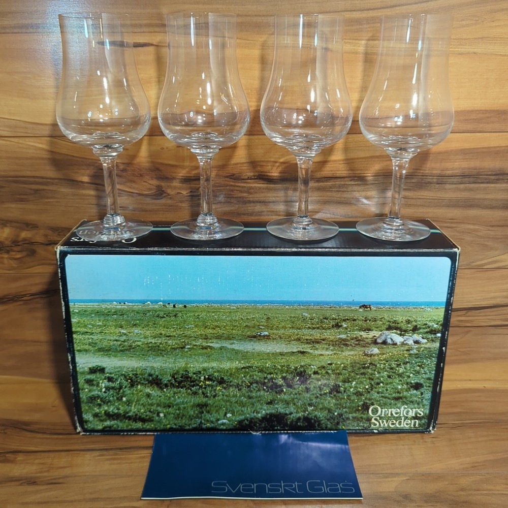 Orrefors Elixir Wine Tasting Glasses By Nils Lanberg 1969 Original Box