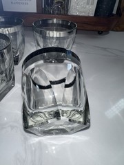 Set Of 4 Hazel-Atlas Gothic Old Fashioned Glasses with Platinum Rim