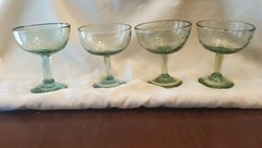 Set Of Four Green Tint Bubble Seeded Champagne Stemware Dessert Glasses