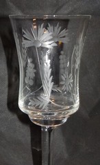 Wine Glass Etched Wheat Wild Flower Clear Drinking Glass Wine Glass Cordial