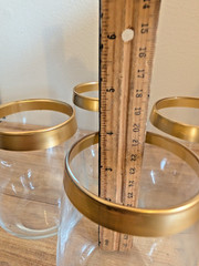 Gold Rimmed Stemless Wine Cocktail Glasses Tear Drop Set of Four