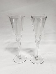 Tiffany and Co TFC14 Crystal Trumpet Champagne Flutes • Set of 2 • Retired • 9″