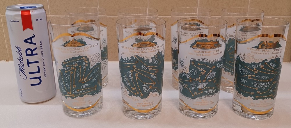 60s CERA Golf Highball Glass, Augusta Natl, Baltusrol, Pebble Beach, etc *READ*