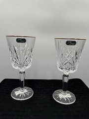 Cristal d’Arques Longchamp Crystal Tumblers Glasses Set of 2, Gold Rim 7 Inches