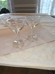 Etched Wine Sherry Glasses Flutes Set of 2 Cocktail Goblets Date Night Romantic