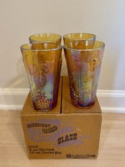 Indiana Carnival Glass 1215 Iridescent Gold Harvest 4 pc 14 oz Tumblers in Box