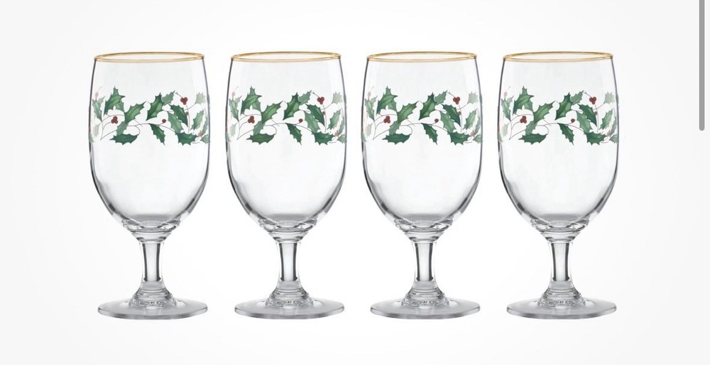 Lenox Holiday 4-Piece Iced Beverage Glass Set NEW In Original Box