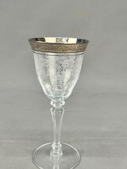 6 Tiffin-Franciscan MELROSE CLEAR Platinum Encrusted 6 5/8” Wine Glasses: MINT