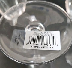 4 Vintage Mikasa Sonata Crystal Water Goblets Wine Glass Platinum Trim Austria