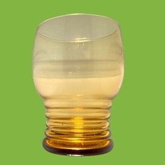 9 MCM Vtg Imperial Shared dee Amber Tumbler Drinking Glasses Barware 3 Ringed