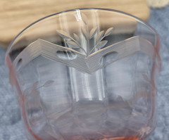 Vintage Tiffin US Glass Pink Depression Modernistic Etch Champagne Coupe Glasses