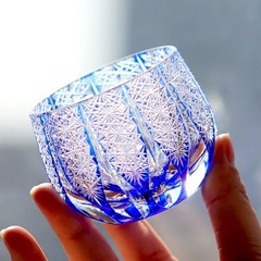 EDO KIRIKO SAIHOU JAPAN CUT LEAD GLASS Guinomi Ochoko Sake Cup 100ml