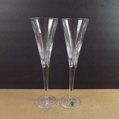 2 Waterford Crystal Times Square Champagne Flutes Let There Be Light 11″ Tall VG