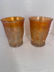 NORTHWOOD GRAPE & CABLE MARIGOLD CARNIVAL GLASS TUMBLER «SEE NOTE»