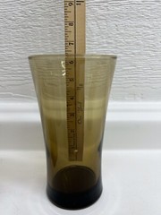 ANCHOR HOCKING Set of 8 Linden Mocha Glasses Smokey Brown Tapered MCM 4″ 6.5″