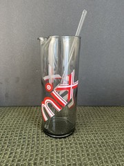 Federal Glass MIX Cocktail Pitcher Pop Art MCM Retro Barware w/ Stirrer Read Des